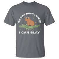 Capybara Lover T Shirt Idk How Much Longer I Can Slay Funny Capy Crocodile - Wonder Print Shop