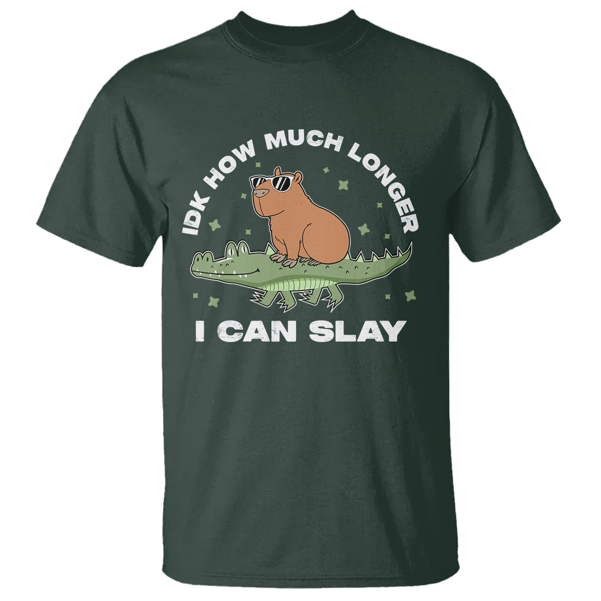 Capybara Lover T Shirt Idk How Much Longer I Can Slay Funny Capy Crocodile - Wonder Print Shop