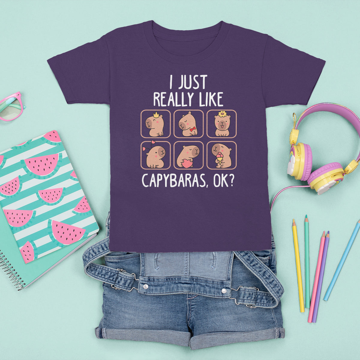 Capybara Lover T Shirt For Kid I Just Really Like Capybaras Cute Capy - Wonder Print Shop