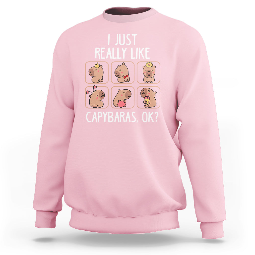 Capybara Lover Sweatshirt I Just Really Like Capybaras Cute Capy - Wonder Print Shop