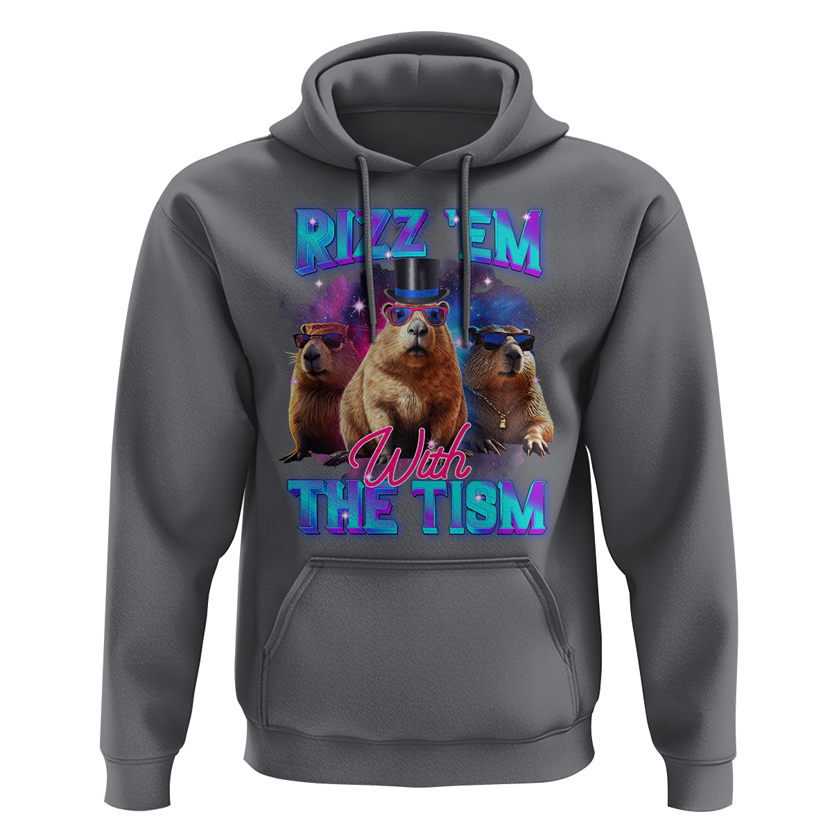 Capybara Lover Hoodie Rizz Em With The Tism Funny Capy Meme - Wonder Print Shop