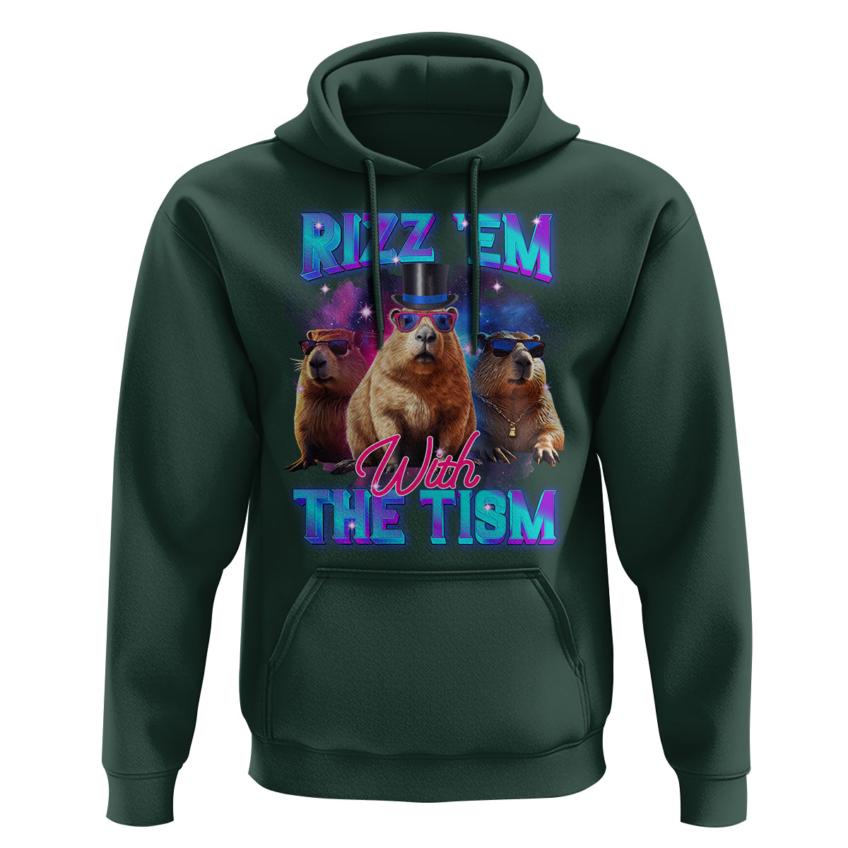 Capybara Lover Hoodie Rizz Em With The Tism Funny Capy Meme - Wonder Print Shop