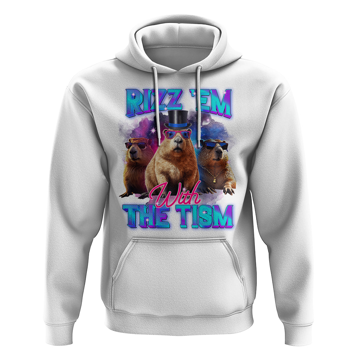 Capybara Lover Hoodie Rizz Em With The Tism Funny Capy Meme - Wonder Print Shop
