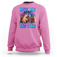 Capybara Lover Sweatshirt Rizz Em With The Tism Funny Capy Meme - Wonder Print Shop