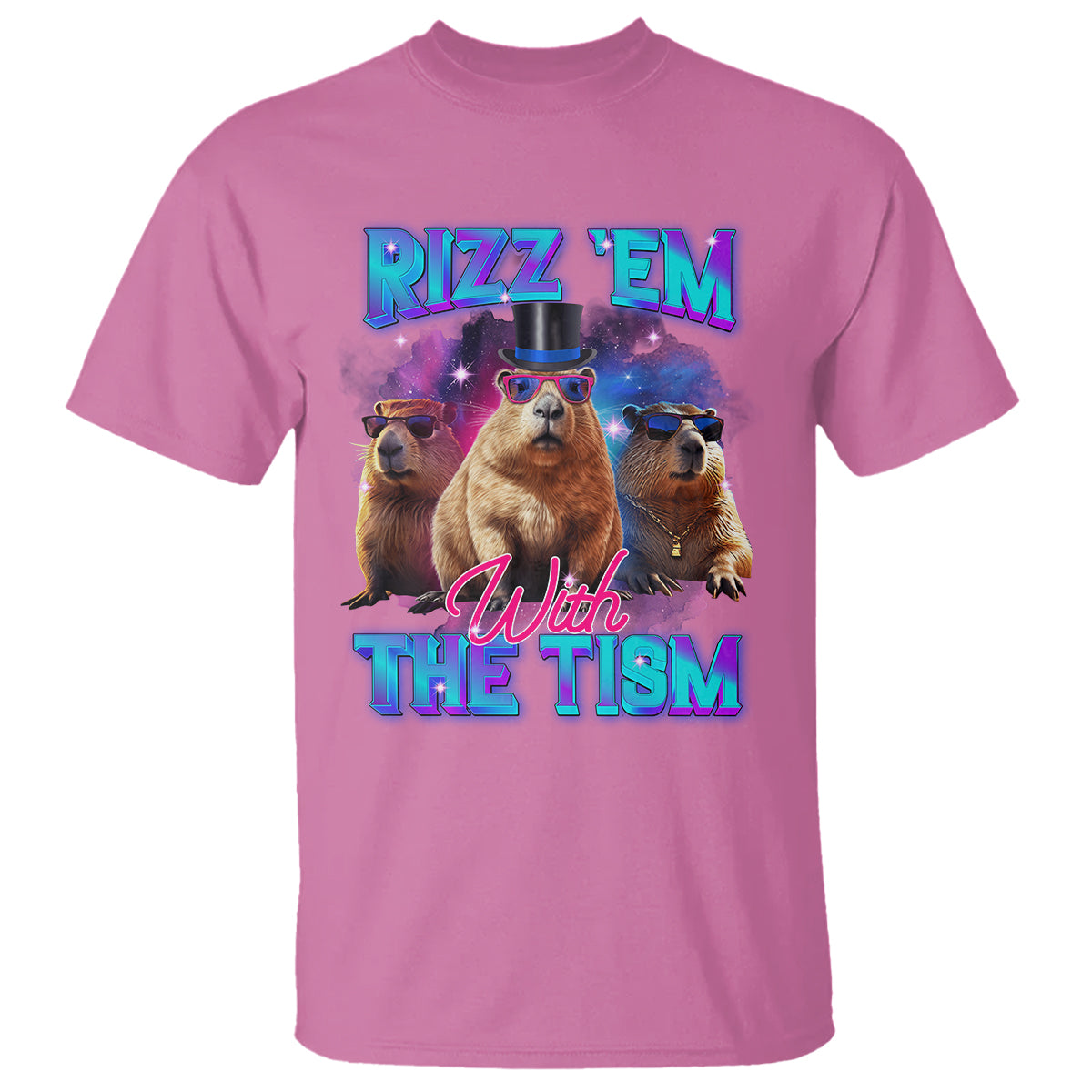 Capybara Lover T Shirt Rizz Em With The Tism Funny Capy Meme - Wonder Print Shop