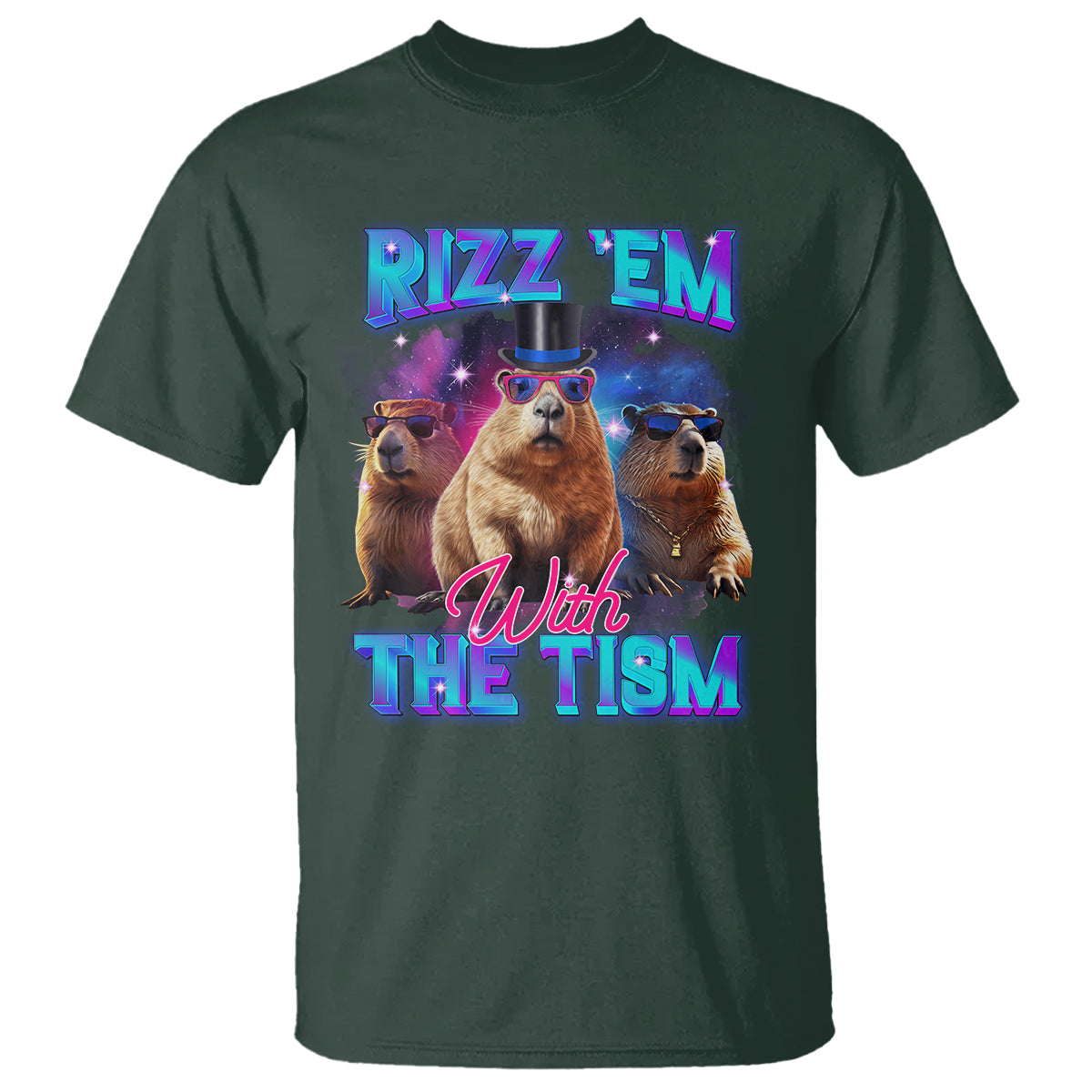 Capybara Lover T Shirt Rizz Em With The Tism Funny Capy Meme - Wonder Print Shop