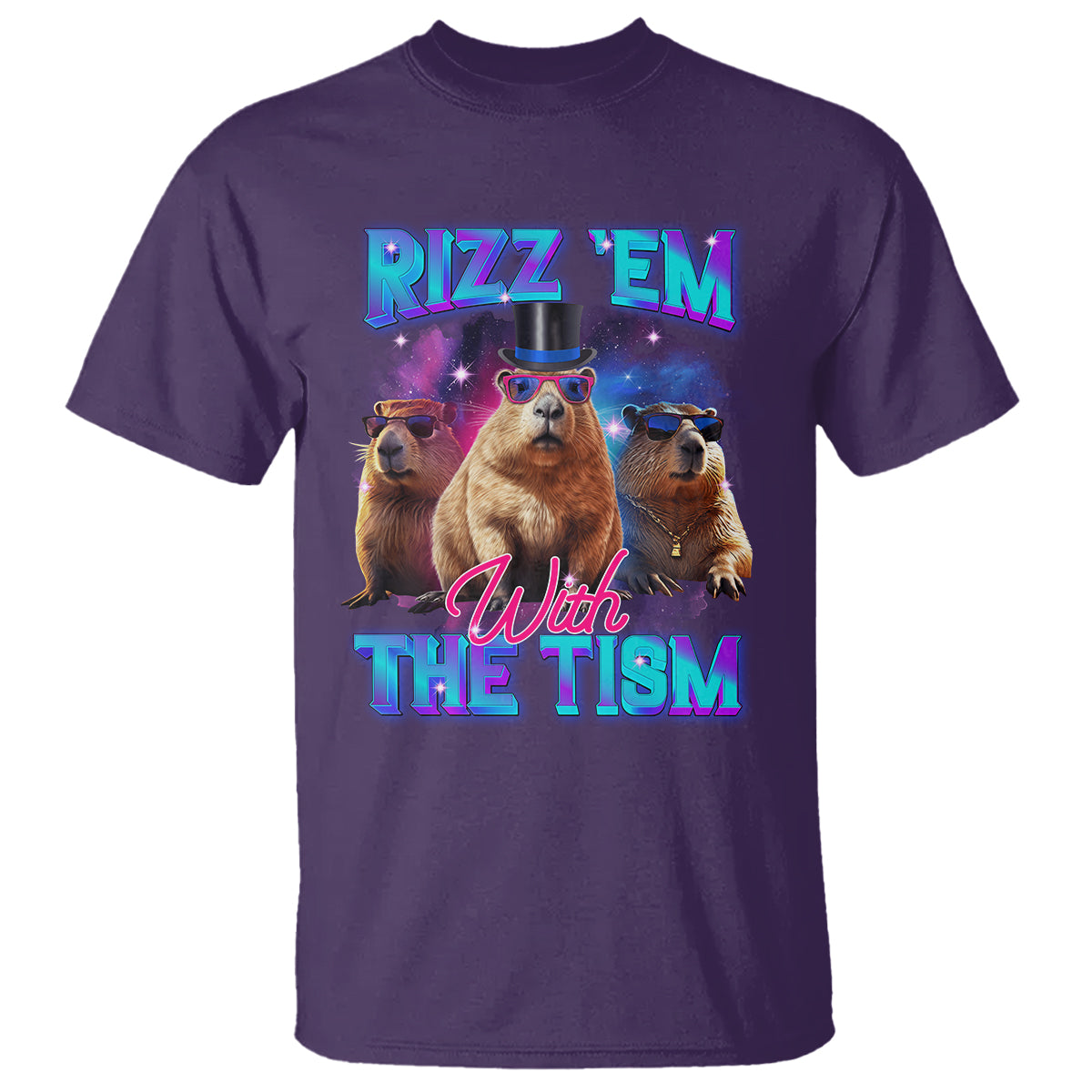 Capybara Lover T Shirt Rizz Em With The Tism Funny Capy Meme - Wonder Print Shop