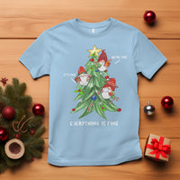 It's Fine We're Fine Everything's Fine Funny Gnomies T Shirt with Christmas Tree - Wonder Print Shop