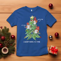 It's Fine We're Fine Everything's Fine Funny Gnomies T Shirt with Christmas Tree - Wonder Print Shop