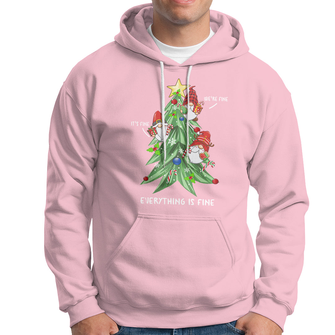 It's Fine We're Fine Everything's Fine Funny Gnomies Hoodie with Christmas Tree - Wonder Print Shop