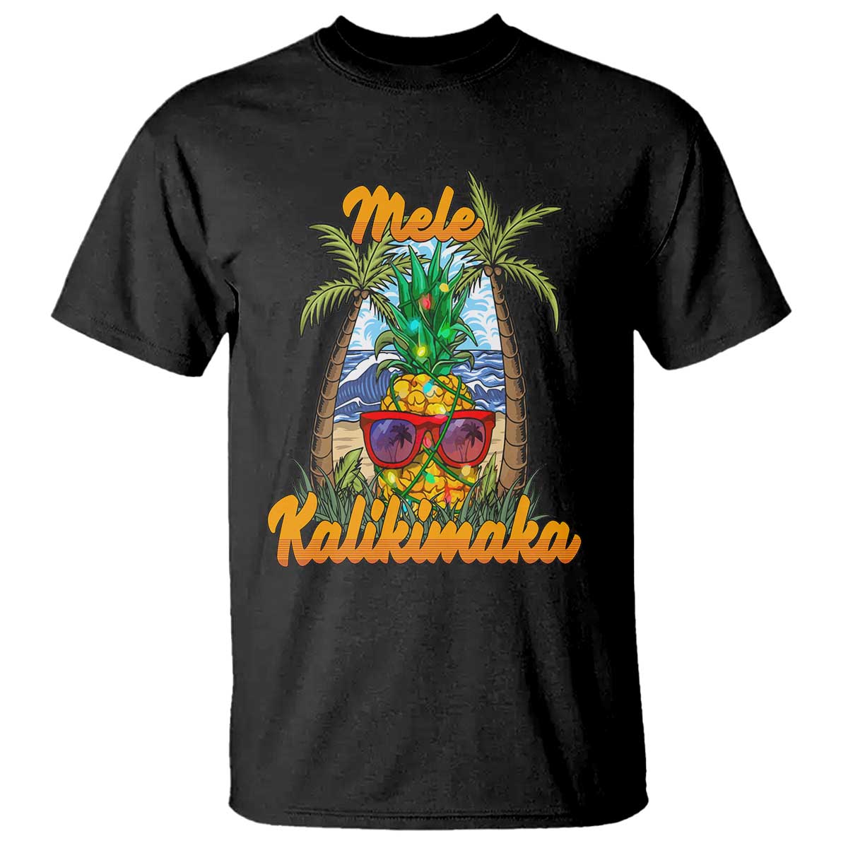Mele Kalikimaka Christmas In Hawaii Xmas Light Pineapple T Shirt - Wonder Print Shop