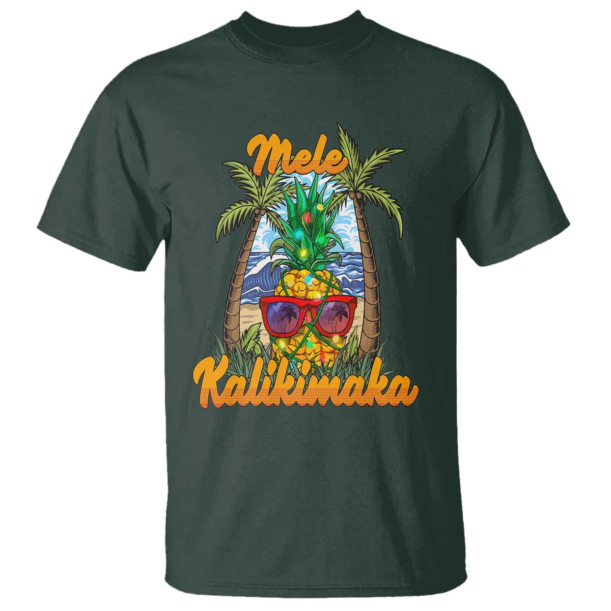 Mele Kalikimaka Christmas In Hawaii Xmas Light Pineapple T Shirt - Wonder Print Shop