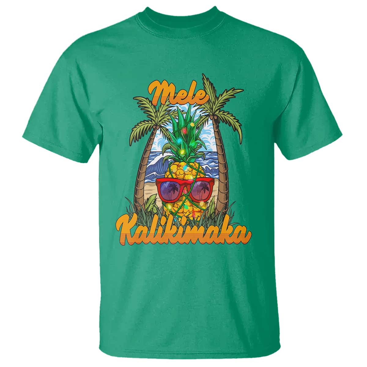 Mele Kalikimaka Christmas In Hawaii Xmas Light Pineapple T Shirt - Wonder Print Shop