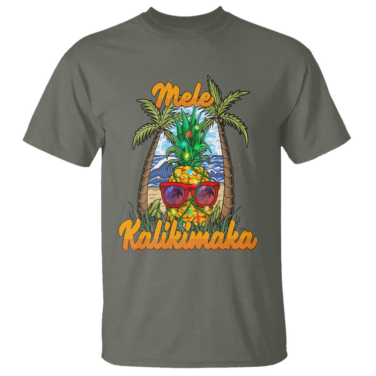 Mele Kalikimaka Christmas In Hawaii Xmas Light Pineapple T Shirt - Wonder Print Shop
