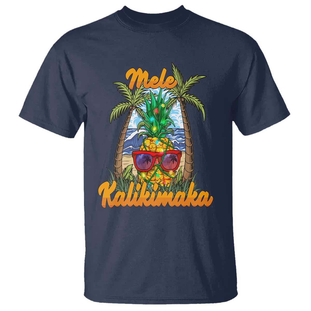 Mele Kalikimaka Christmas In Hawaii Xmas Light Pineapple T Shirt - Wonder Print Shop