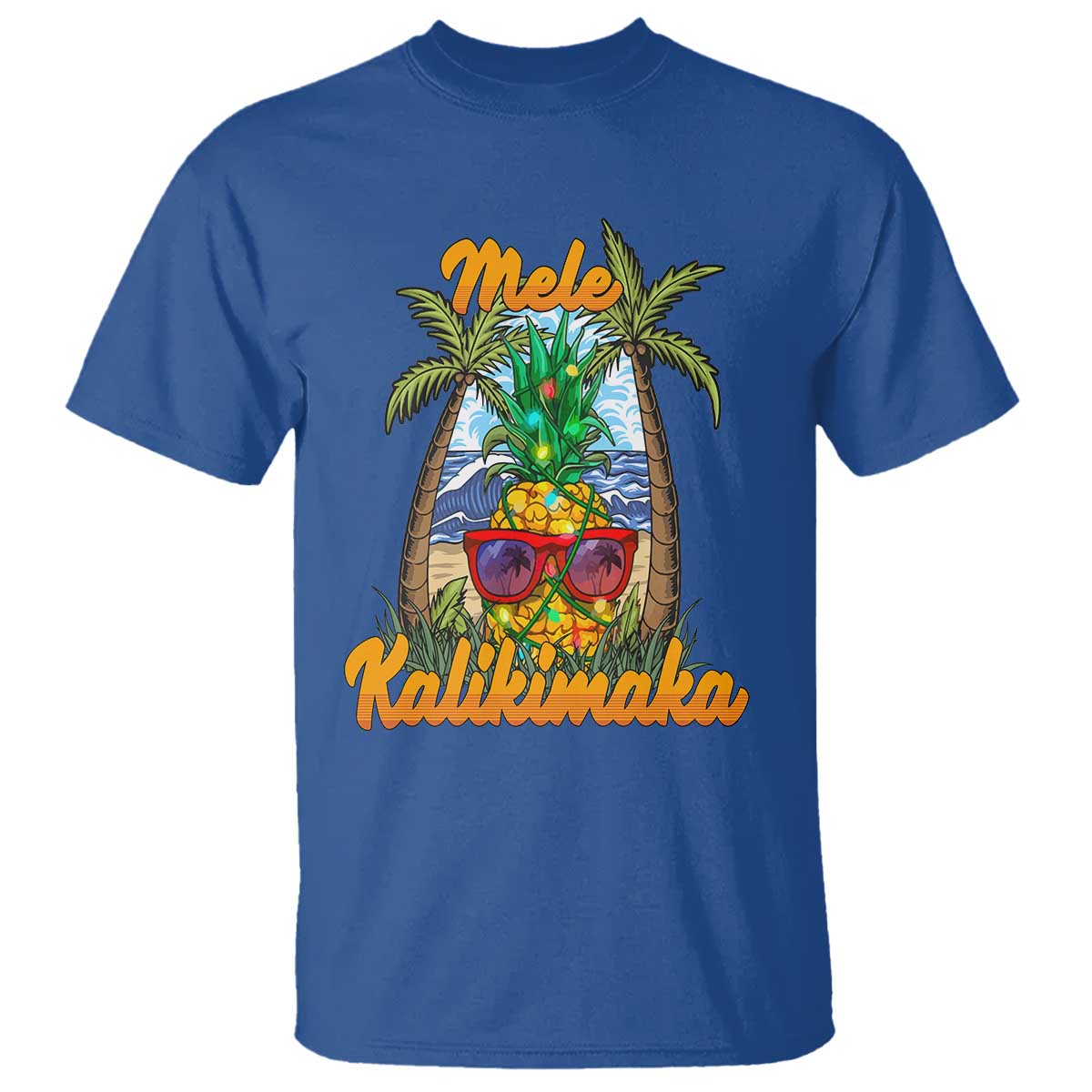 Mele Kalikimaka Christmas In Hawaii Xmas Light Pineapple T Shirt - Wonder Print Shop