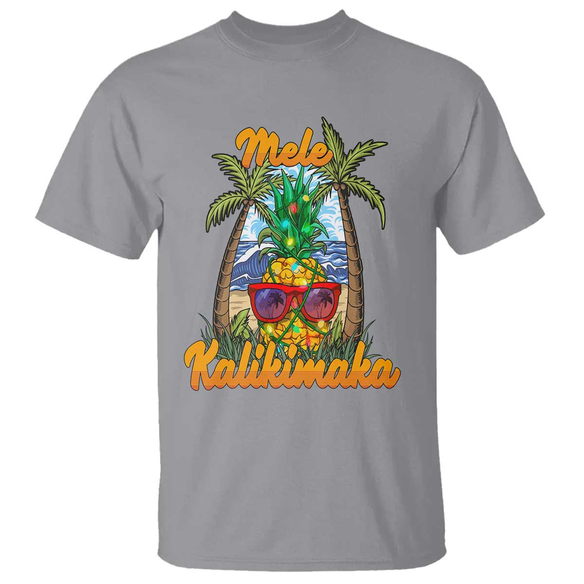 Mele Kalikimaka Christmas In Hawaii Xmas Light Pineapple T Shirt - Wonder Print Shop