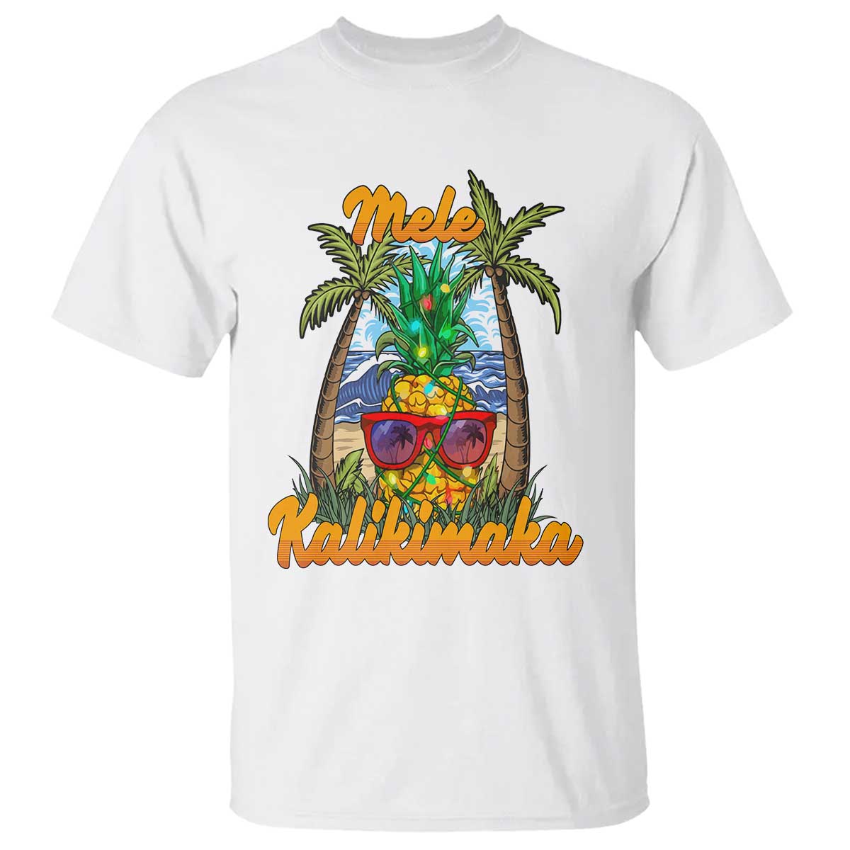 Mele Kalikimaka Christmas In Hawaii Xmas Light Pineapple T Shirt - Wonder Print Shop