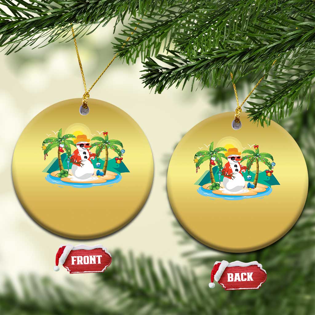 Xmas In Hawaii Christmas Ornament Hawaiian Snowman Xmas Palm Tree At The Beach - Wonder Print Shop