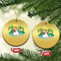Xmas In Hawaii Christmas Ornament Hawaiian Snowman Xmas Palm Tree At The Beach - Wonder Print Shop