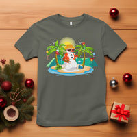 Christmas In Hawaii T Shirt Hawaiian Snowman Xmas Palm Tree At The Beach - Wonder Print Shop