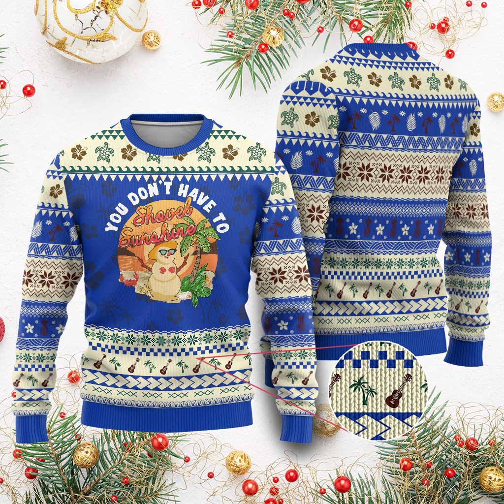 Xmas In Hawaii Ugly Christmas Sweater Hawaiian Snowman You Don't Have To Shovel Sunshine - Wonder Print Shop