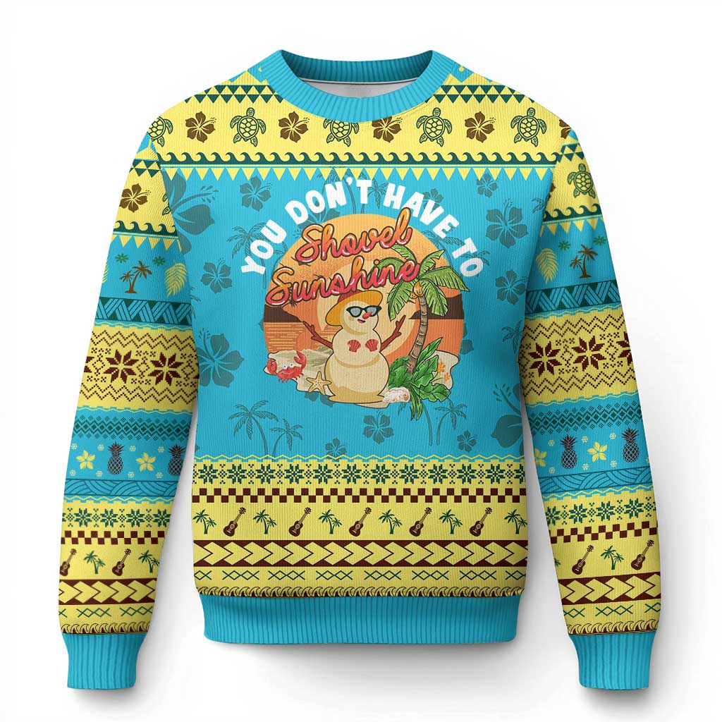 Xmas In Hawaii Ugly Christmas Sweater Hawaiian Snowman You Don't Have To Shovel Sunshine - Wonder Print Shop