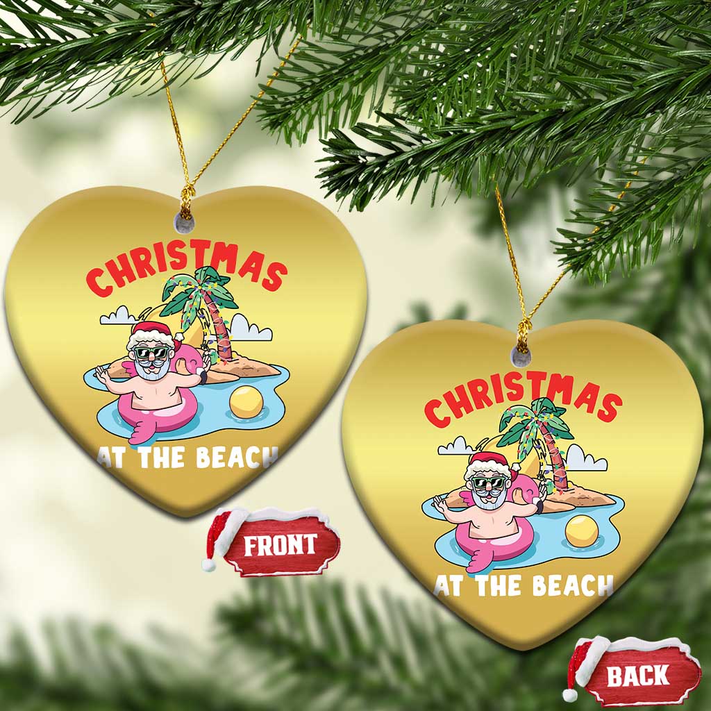 Christmas At The Beach Christmas Ornament Funny Santa Claus Flamingo Float Chilling - Wonder Print Shop