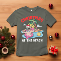 Funny Flamingo Float Santa Claus Christmas At The Beach T Shirt - Wonder Print Shop