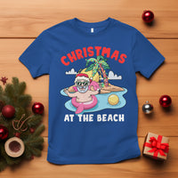 Funny Flamingo Float Santa Claus Christmas At The Beach T Shirt - Wonder Print Shop