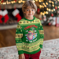 Christmas At The Beach Ugly Christmas Sweater Funny Santa Claus Flamingo Float Chilling - Wonder Print Shop