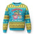 Christmas At The Beach Ugly Christmas Sweater Funny Santa Claus Flamingo Float Chilling - Wonder Print Shop