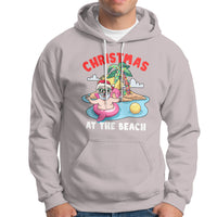Funny Flamingo Float Santa Claus Christmas At The Beach Hoodie - Wonder Print Shop