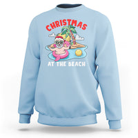 Funny Flamingo Float Santa Claus Christmas At The Beach Sweatshirt - Wonder Print Shop