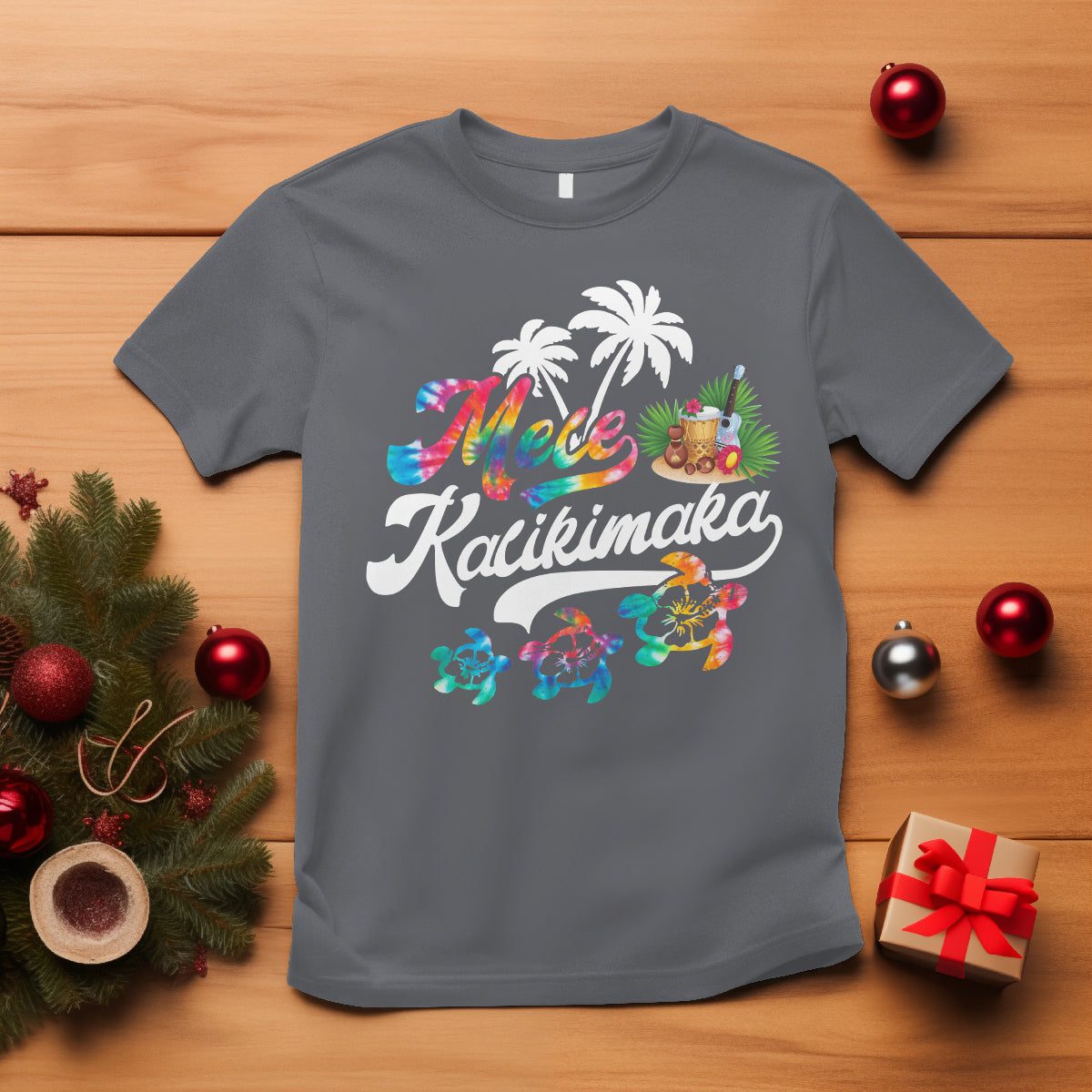 Mele Kalikimaka Tie Dye Christmas Turtle T Shirt - Wonder Print Shop