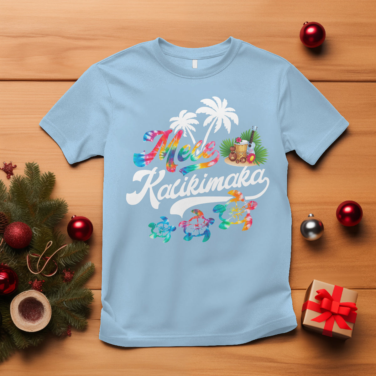 Mele Kalikimaka Tie Dye Christmas Turtle T Shirt - Wonder Print Shop