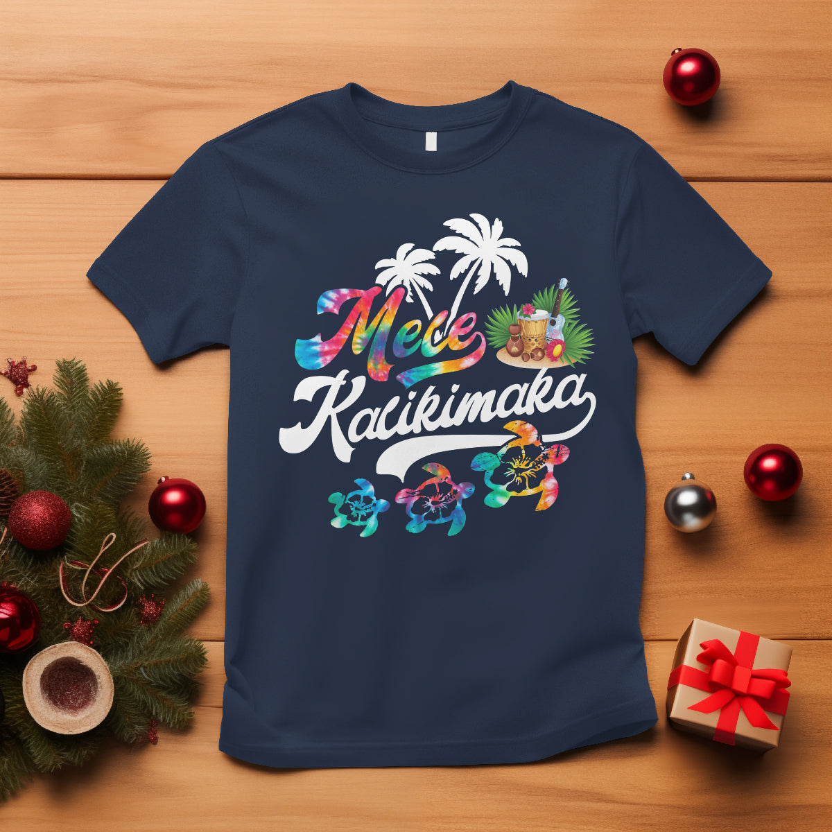 Mele Kalikimaka Tie Dye Christmas Turtle T Shirt - Wonder Print Shop