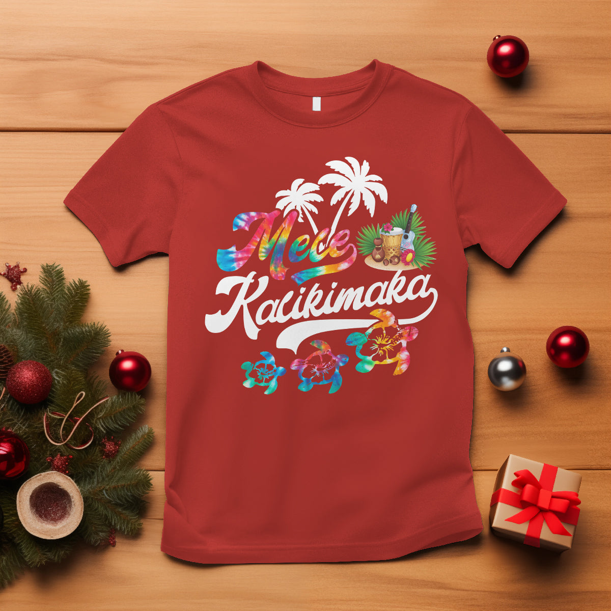 Mele Kalikimaka Tie Dye Christmas Turtle T Shirt - Wonder Print Shop