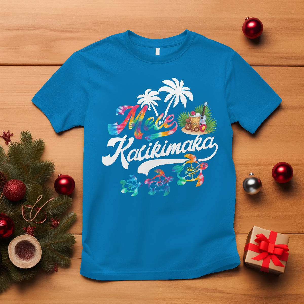Mele Kalikimaka Tie Dye Christmas Turtle T Shirt - Wonder Print Shop