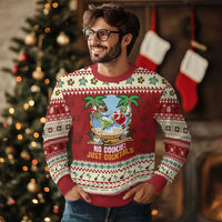 Tropical Xmas Ugly Christmas Sweater No Cookies Just Cocktails Drunk Santa Reindeer - Wonder Print Shop