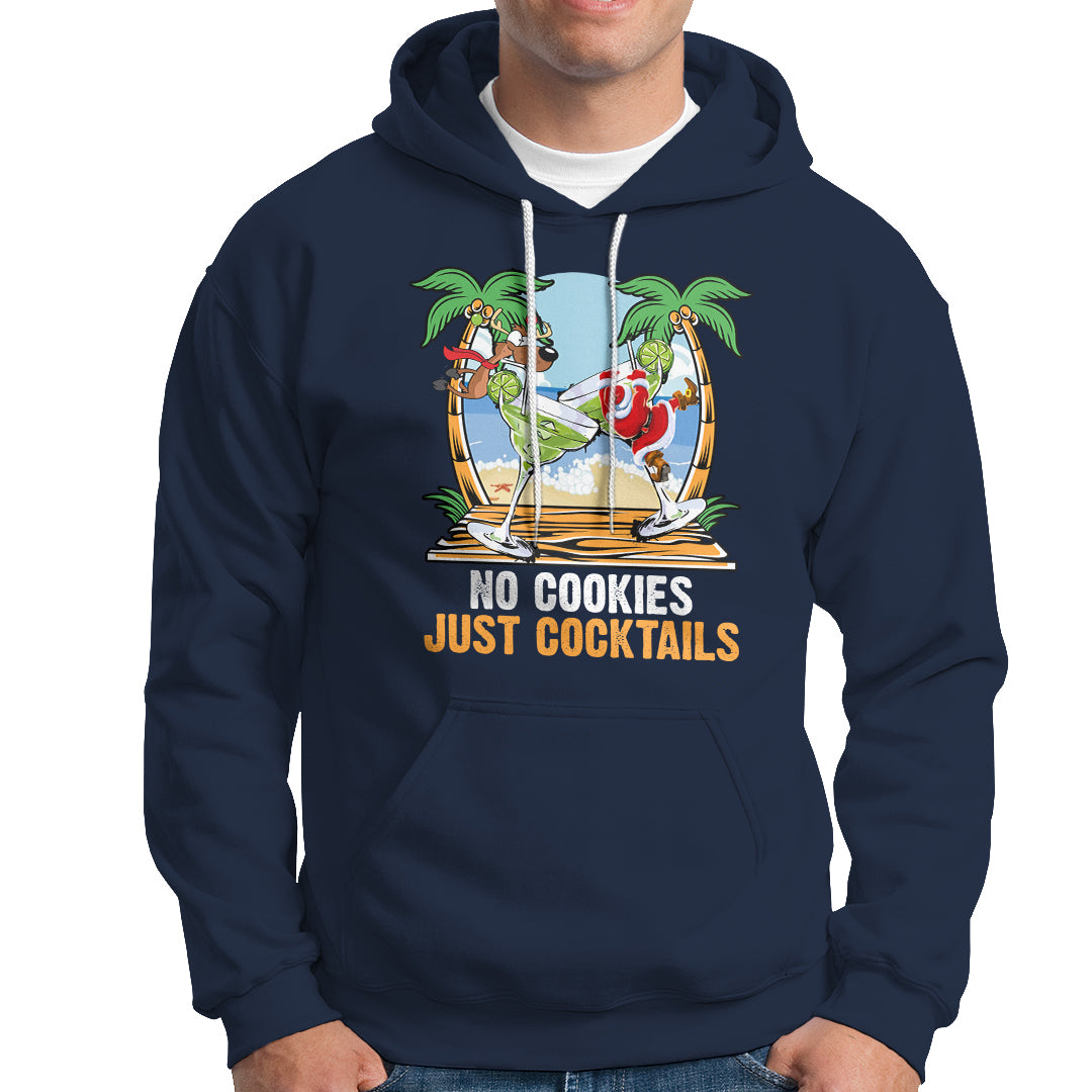 No Cookies Just Cocktails Drunk Santa Reindeer Summer Christmas Hoodie - Wonder Print Shop