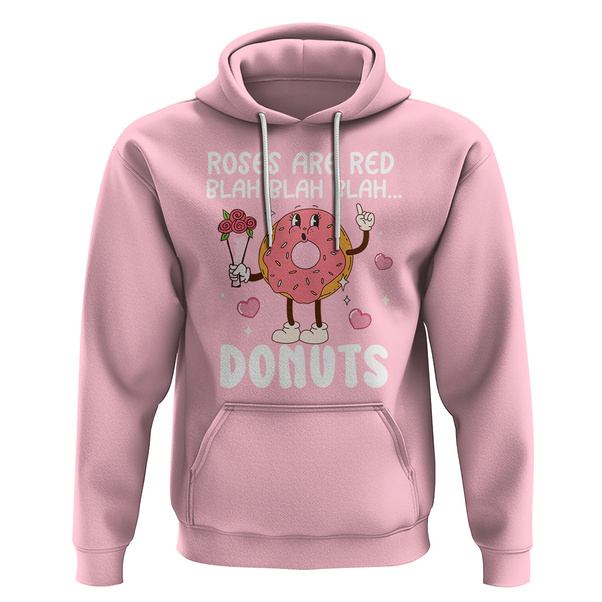 Valentine's Day Hoodie Roses Are Red Blah Donut Funny Food Lover - Wonder Print Shop