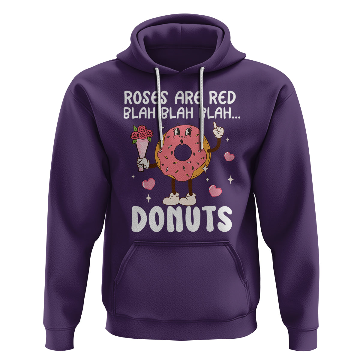 Valentine's Day Hoodie Roses Are Red Blah Donut Funny Food Lover - Wonder Print Shop