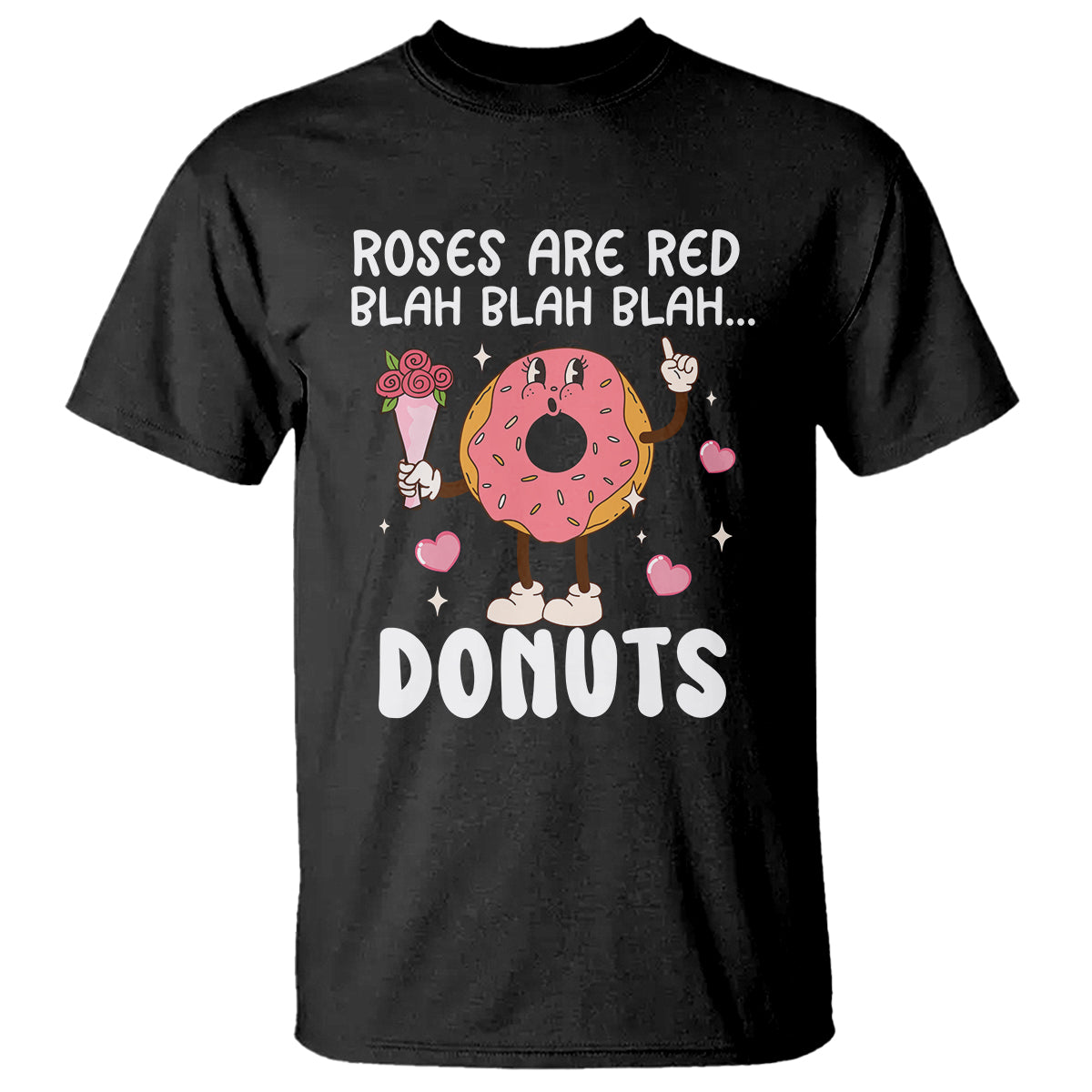 Valentine's Day T Shirt Roses Are Red Blah Donut Funny Food Lover - Wonder Print Shop