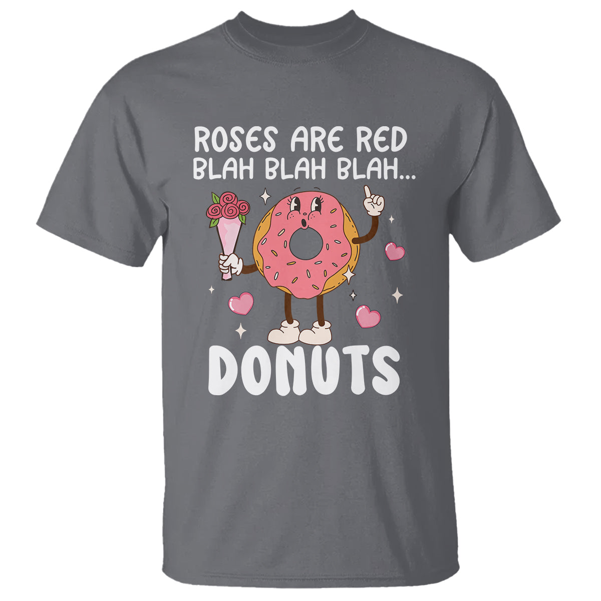 Valentine's Day T Shirt Roses Are Red Blah Donut Funny Food Lover - Wonder Print Shop