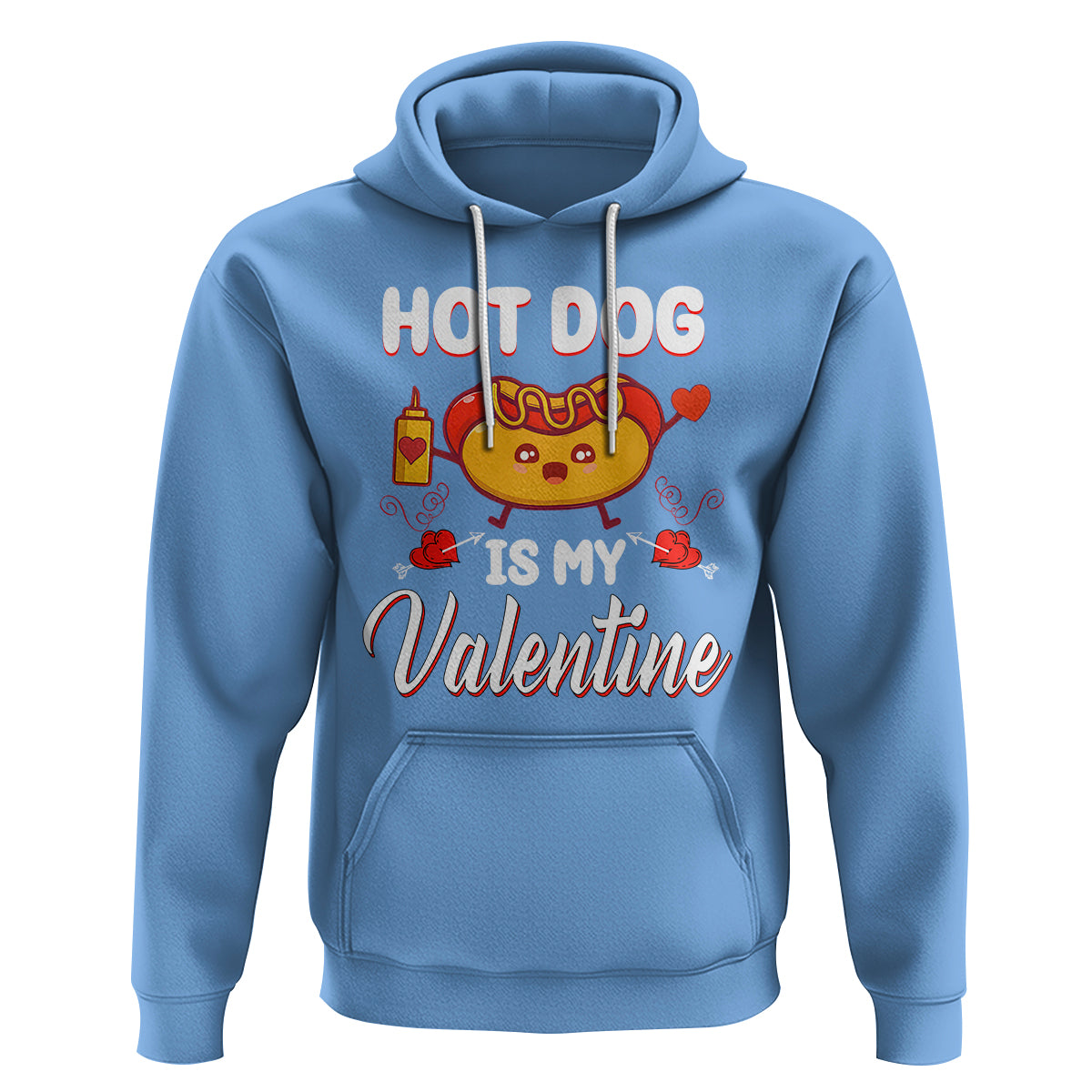 Valentine's Day Hoodie Cute Hot-Dog Is My Valentine Food Lover - Wonder Print Shop