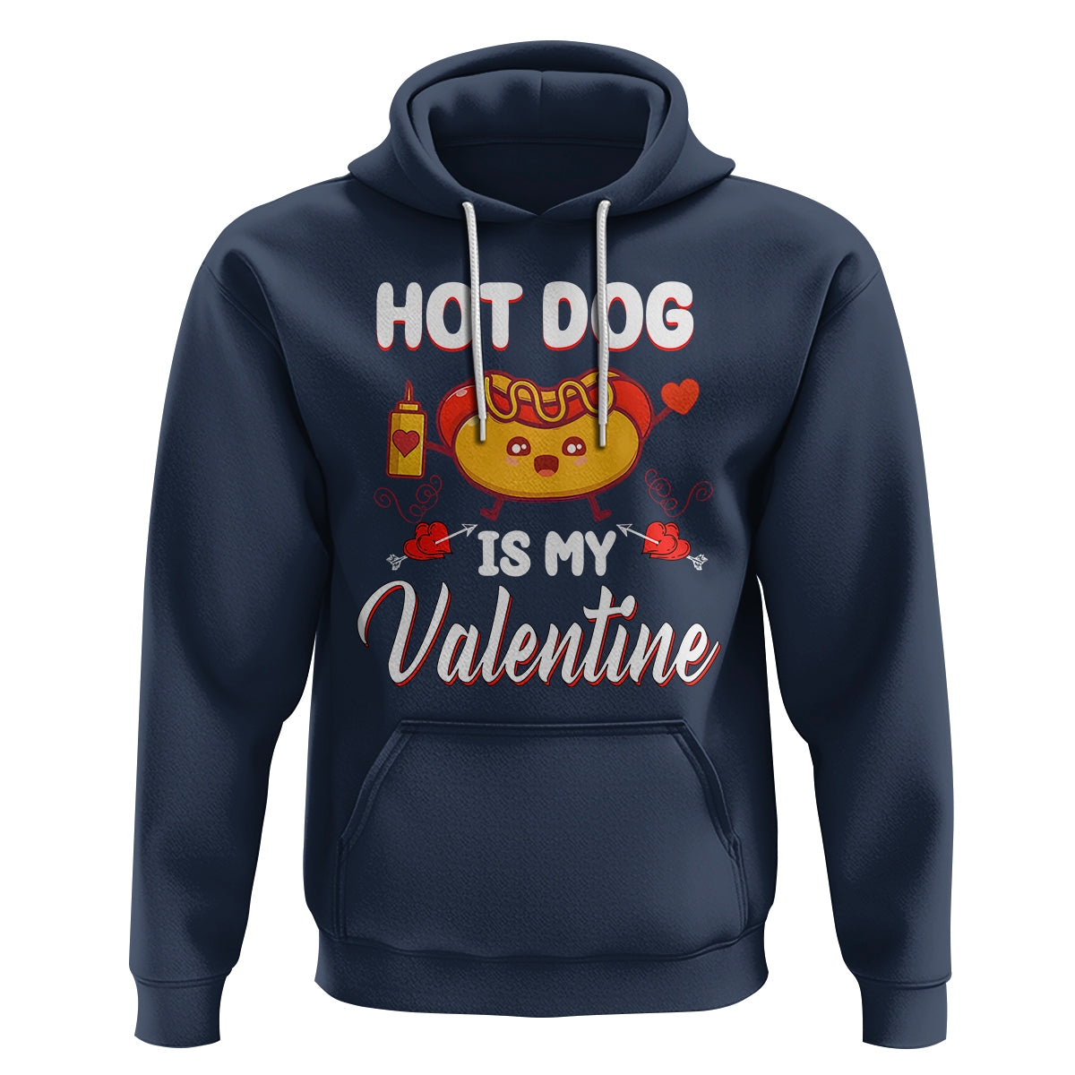 Valentine's Day Hoodie Cute Hot-Dog Is My Valentine Food Lover - Wonder Print Shop