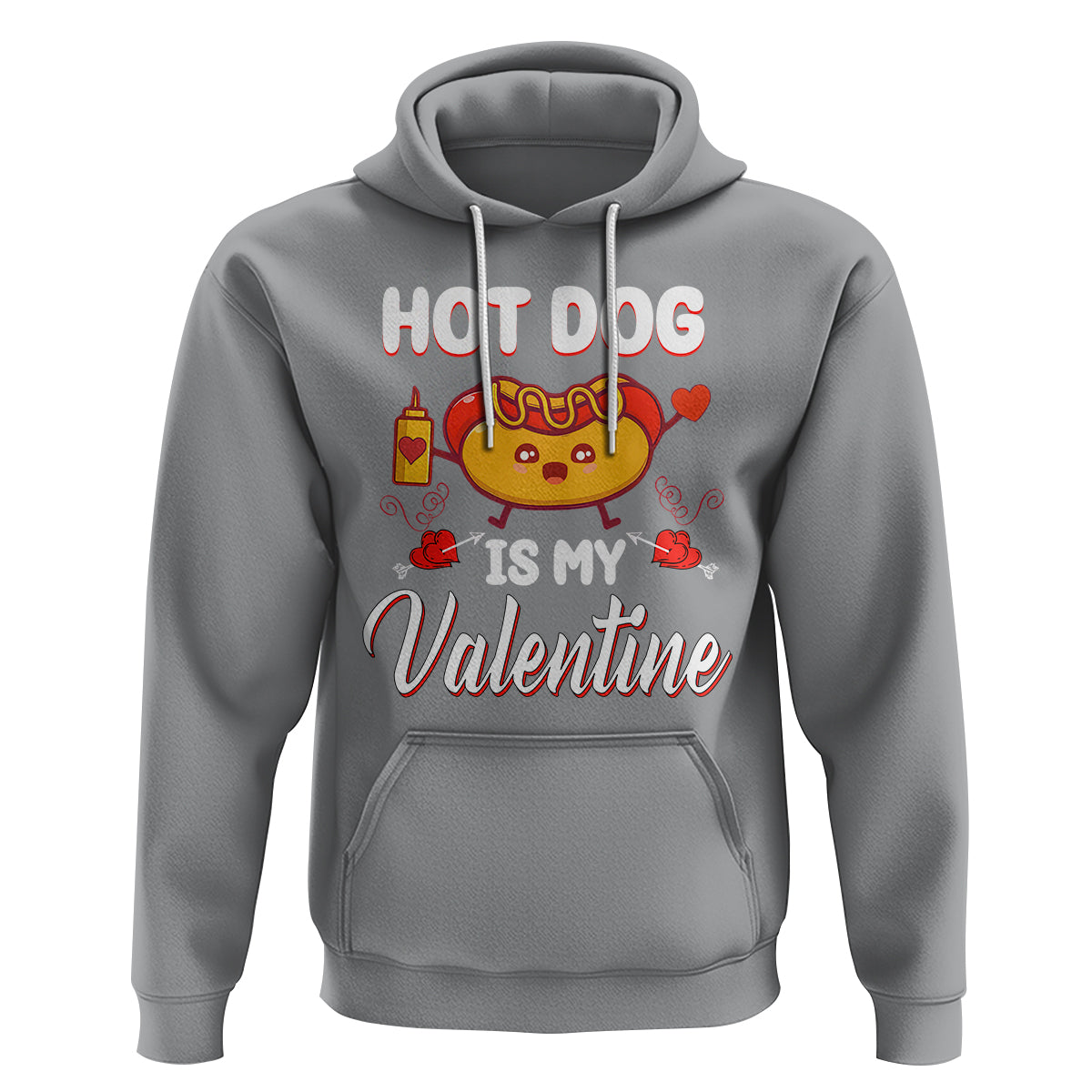 Valentine's Day Hoodie Cute Hot-Dog Is My Valentine Food Lover - Wonder Print Shop