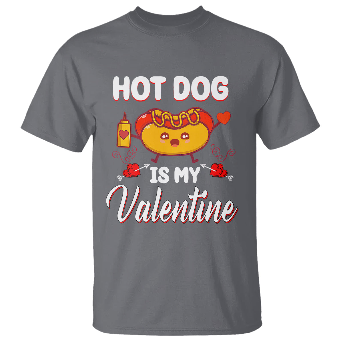 Valentine's Day T Shirt Cute Hot-Dog Is My Valentine Food Lover - Wonder Print Shop