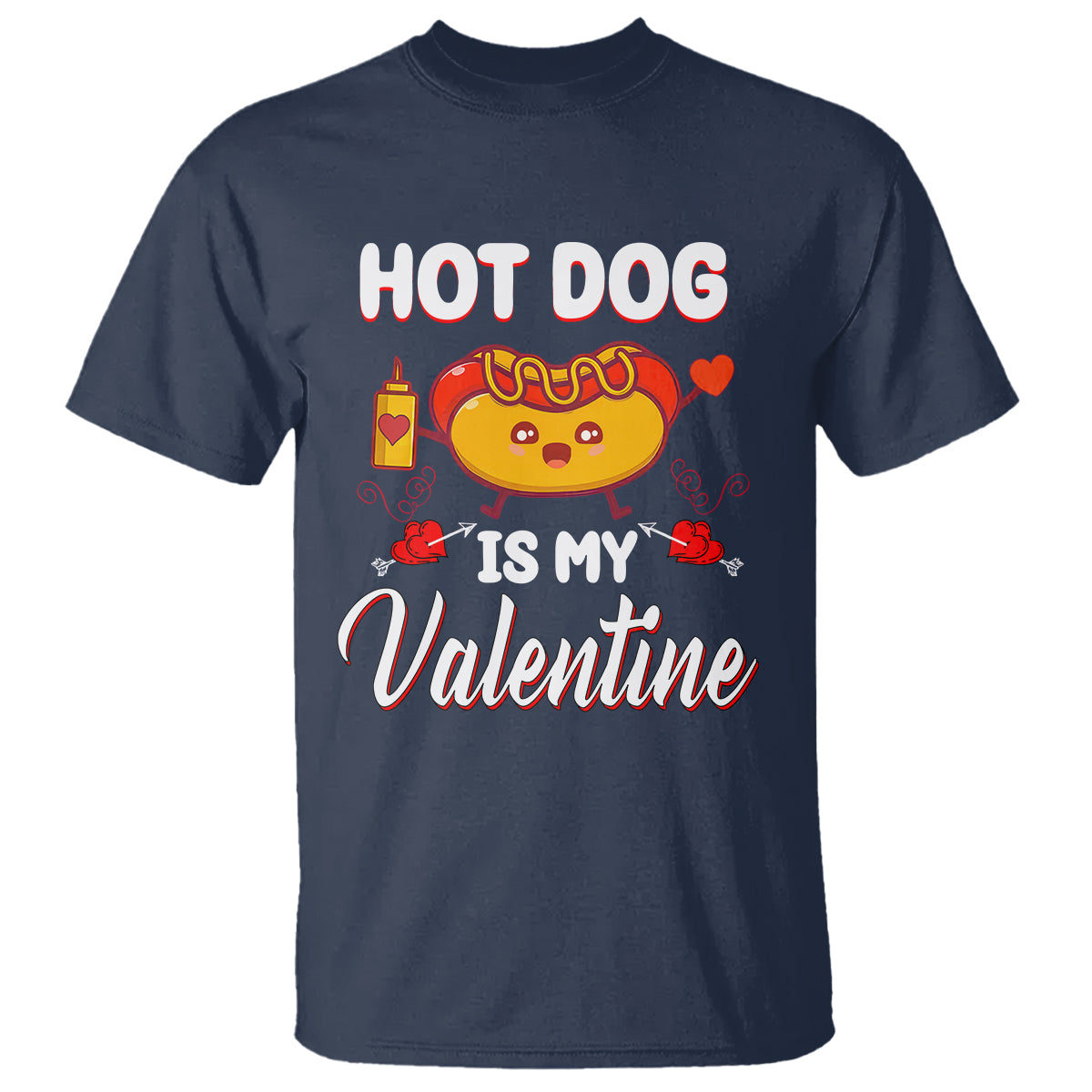Valentine's Day T Shirt Cute Hot-Dog Is My Valentine Food Lover - Wonder Print Shop